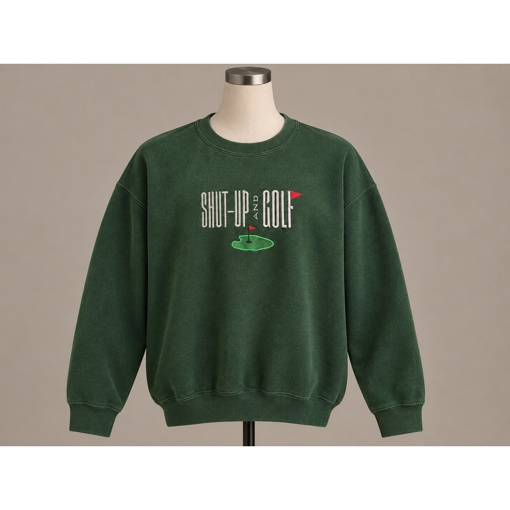 Fruit of the Loom Shut-Up and Golf Graphic Sweatshirt Green Medium